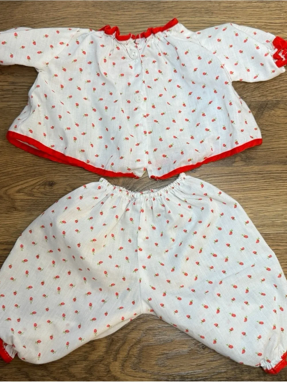 Unbranded Kids Two-Piece Red Trim Strawberry Print Set